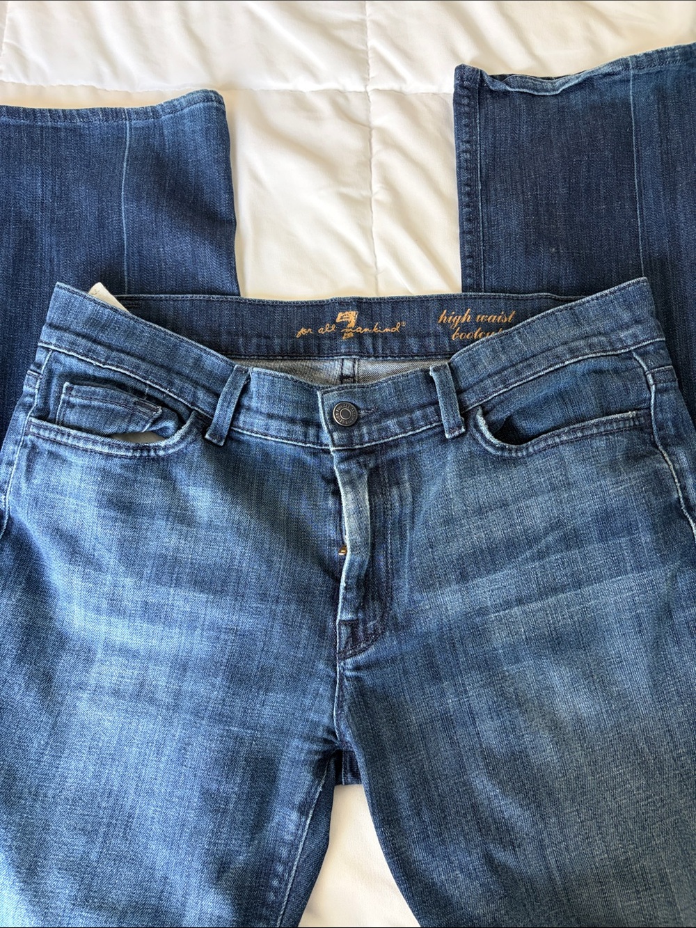7 For All Mankind Women's Medium Blue Low-Rise, slim fit, Bootcut Jeans